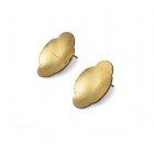 Gold Leaf Long Domed Earrings