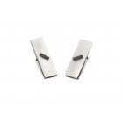 Rectangle Pearl Earrings with oxidised silver