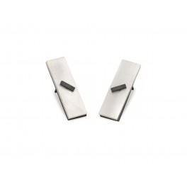 Rectangle Pearl Earrings with oxidised silver