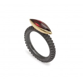 Long Marquise / Navette Garnet Ring